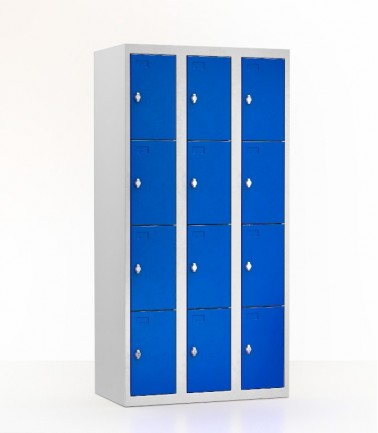 Vestiaire 12 casiers largeur 30 cm bleu.