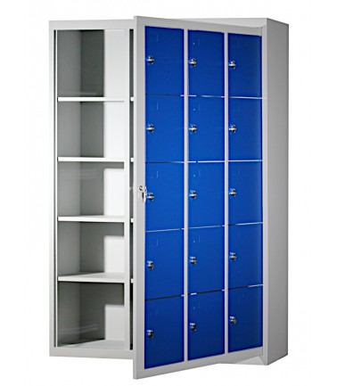 Casiers vestiaires college 15 casiers 40 cm avec des portes bleues