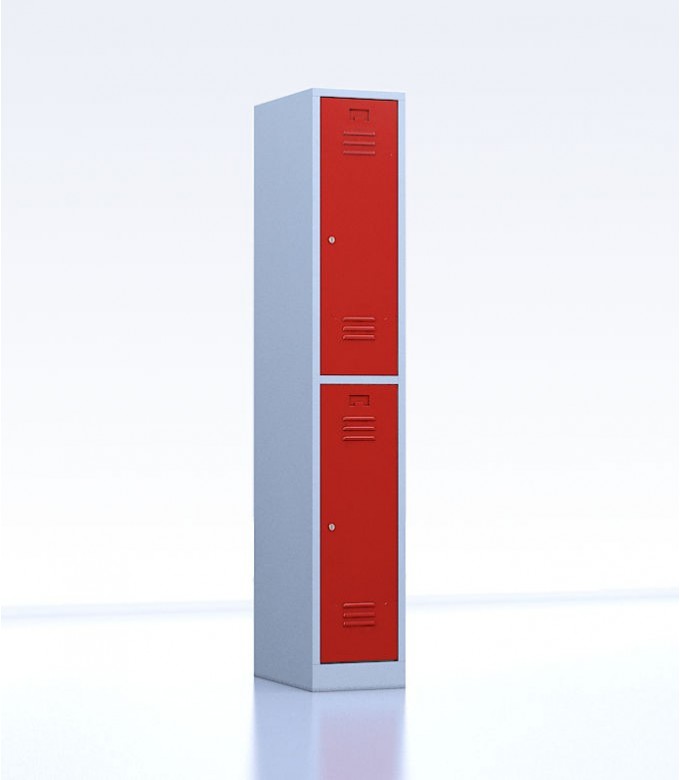 Vestiaires métalliques biplaces de 2 casiers largeur 30 cm rouge