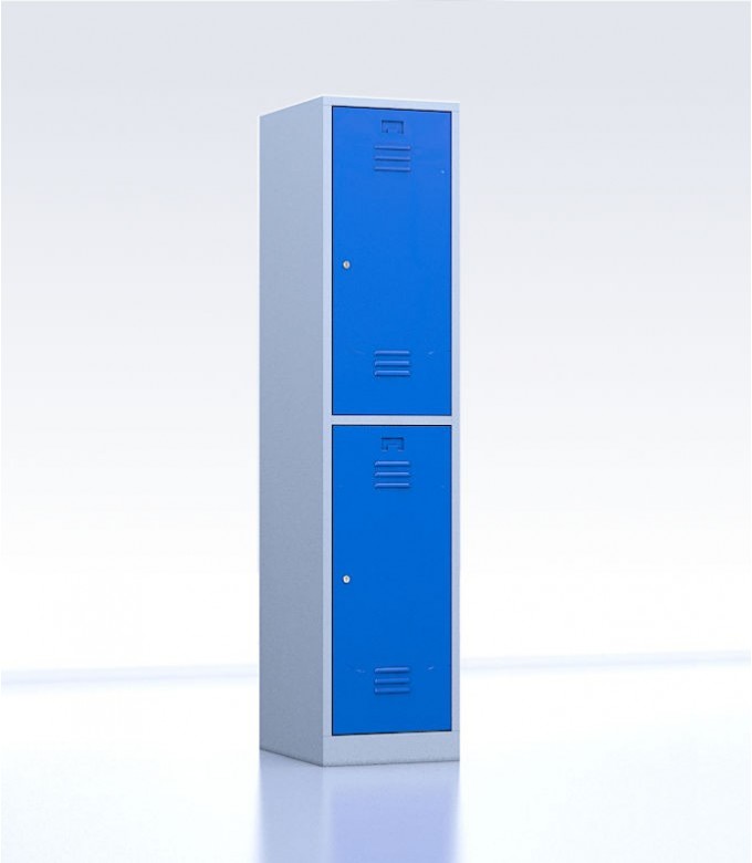 Vestiaire métallique biplaces de 2 casiers largeur 40 cm bleu