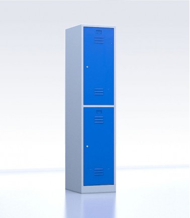 Vestiaire métallique biplaces de 2 casiers largeur 40 cm bleu