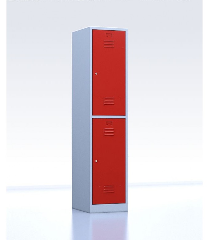 Vestiaire métallique biplaces de 2 casiers largeur 40 cm rouge