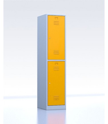 Vestiaire métallique biplaces de 2 casiers largeur 40 cm jaune