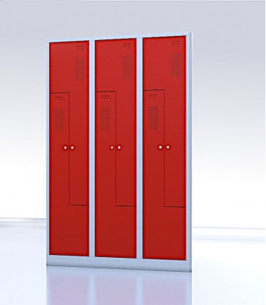 Vestiaire gain de place portes Z ou L 6 compartiments rouge