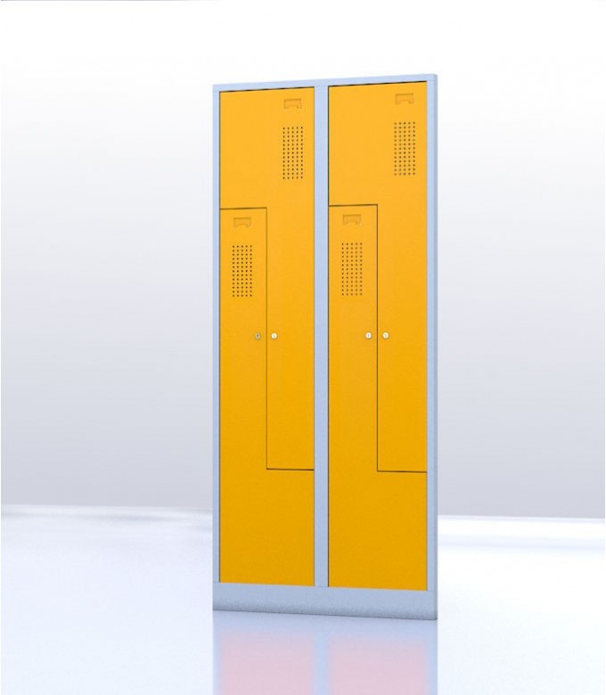Vestiaire gain de place portes Z ou L 4 compartiments jaune